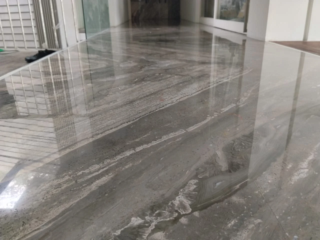 Grey Marble Corridor Bookmatch Polish